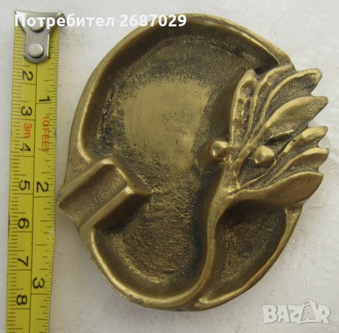  пепелник с лаврова клонка / венец метал  бронз месинг, снимка 3 - Други ценни предмети - 29035620