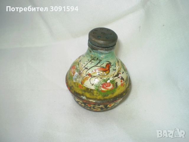 Много стара метална ръчно рисувана солничка капачка на винт, снимка 7 - Колекции - 51874903