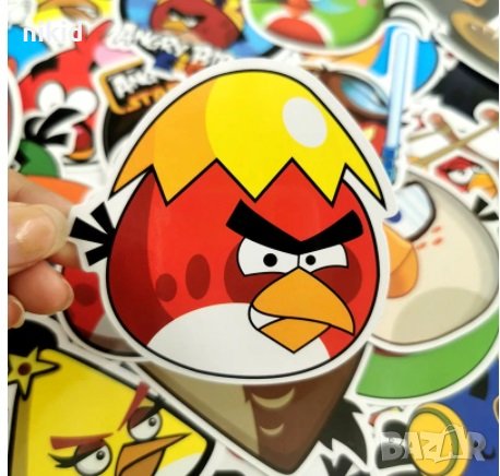 50 бр Angry Birds енгри бърдс самозалепващи лепенки стикери за украса декор картонена торта и др , снимка 4 - Други - 32690461