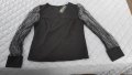 Черна блузка с дантелени ръкави , снимка 1 - Блузи с дълъг ръкав и пуловери - 40204782