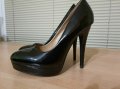 Черни кожени обувки, снимка 1 - Дамски обувки на ток - 33482348