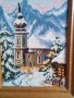 СТАР ГОБЛЕН НЕМСКА ЦЪРКВА ЗИМЕН ПЛАНИНСКИ ПЕЙЗАЖ в ДЪРВЕНА РАМКА 30918, снимка 3