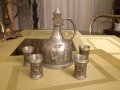 Немски старинен комплект от калай кана чаши серия Lindenwirthin , снимка 1 - Антикварни и старинни предмети - 43170009