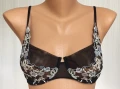 75 D / Д Malizia by La Perla Луксозен Сутиен Малиция от Ла Перла Прозрачен Цветя Бродерия Син Черен, снимка 1