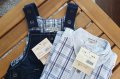 Комплект риза с дълъг ръкав и дънков гащеризон с подплата Grain De Ble, снимка 1 - Комплекти за бебе - 43447741