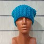 Нова зимна плетена шапка тип джудже в син цвят, снимка 10