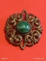 СТАРИННА БРОШКА АРТ ДЕКО СТИЛ СКЪПОЦЕННА с ЗЕЛЕН АХАТ 52224, снимка 1