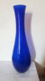 Голяма синя стъклена ваза, снимка 1