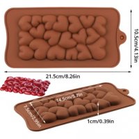 Плочка шоколад обли сърца шоколадов блок силиконов молд форма шоколад гипс фондан, снимка 3 - Форми - 39299370