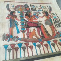 Египетски папирус. Оригинал. Ръчно рисуван. Картина. Подписан. , снимка 3 - Антикварни и старинни предмети - 38121915
