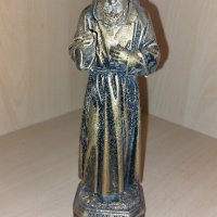Стара колекционерска статуетка на Падре Пио 21 см от смола. Бронзов ефект., снимка 4 - Колекции - 43135745