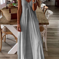Дамска избледняваща макси рокля в два цвята в стил потник с V-образно деколте, 7цвята , снимка 3 - Рокли - 44891717