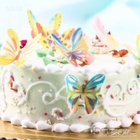 ядивни ядливи пеперуди вафлена хартия пъстроцветни за консумация украса на торта и мъфини, снимка 2 - Други - 26857504