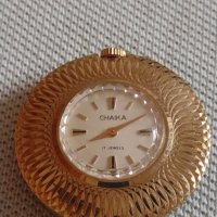 Стар механичен часовник бижу CHAIKA 17 JEWELS с позлатена рамка за КОЛЕКЦИЯ 43087, снимка 1 - Други ценни предмети - 43905587