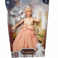 Кукла Ahelos, Принцеса, Прасковена рокля, Руса коса, 28 см., снимка 1 - Кукли - 40459509