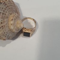 Мъжки златен пръстен с плочка Оникс, 14 кт. - 1, снимка 2 - Пръстени - 35057539