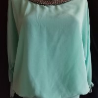 Ефектна блуза, цвят 'мента', снимка 3 - Ризи - 36829944