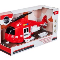 Червен спасителен хеликоптер с преносим звук и светлини, снимка 2 - Влакчета, самолети, хеликоптери - 43102780