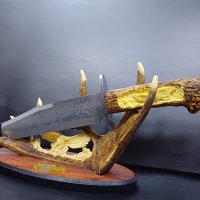 Голям нож на рог - много специален и ефектен подарък за мъж , особено ловджия. , снимка 4 - Декорация за дома - 43213750