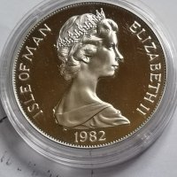 ISLE OF MAN ONE CROWN 1982 PROOF SILVER , снимка 2 - Нумизматика и бонистика - 26552926