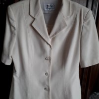 Дамски летен бял костюм къс ръкав от шантунг с подплата, снимка 3 - Костюми - 32874696