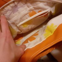 Сламена чанта с оранжеви елементи, снимка 3 - Чанти - 33226780