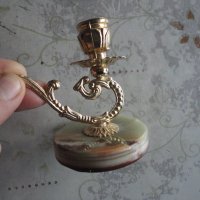 Италиански свещник бронз и оникс, снимка 2 - Декорация за дома - 42986879