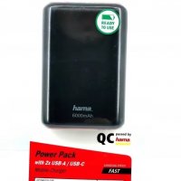 Преносима батерия/Power bank Hama 6000 mAh/бързо зареждане/2х USB-A/USB-C/micro USB, снимка 1 - Външни батерии - 39913471