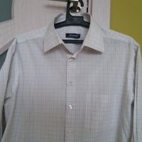Риза дълъг ръкав Monteli бяла на квадратчета памук, снимка 2 - Ризи - 33537506