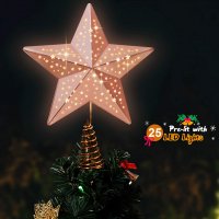 връх LED Коледна метална звезда Rose Gold , снимка 4 - Декорация за дома - 39750617