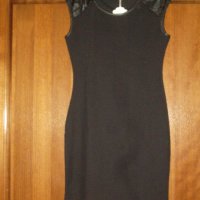 Стил и красота с права черна рокля с лек ръкав с дантела и кожа-Роклята е с прекрасна текстура, снимка 5 - Рокли - 28234806