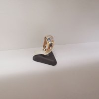Златен пръстен с циркони и аквамарин , снимка 4 - Пръстени - 39662688