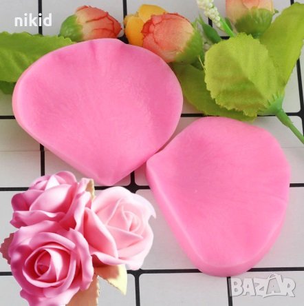 2 средни листа листо на роза силиконов молд вейнър вайнър украса декор фондан шоколад торта, снимка 1