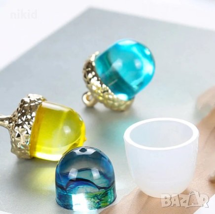 мини капсула тип жълъд жълъдче силиконов молд форма за смола бижу колие висулка, снимка 1