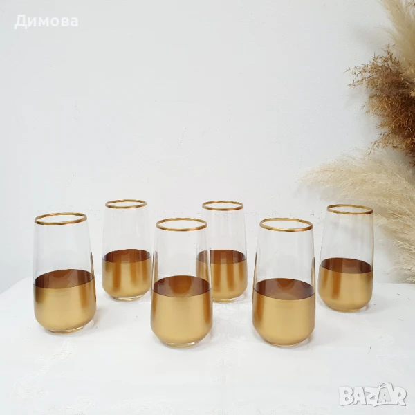 Сервиз за безалкохолно в златно, снимка 1