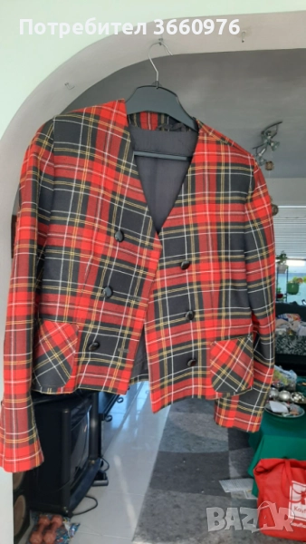Късо дамско сако шотландско каре, снимка 1