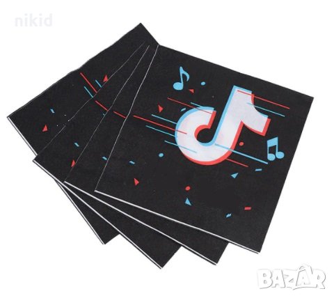 Tik Tok Тик Ток 8 черни парти салфетки рожден ден, снимка 1
