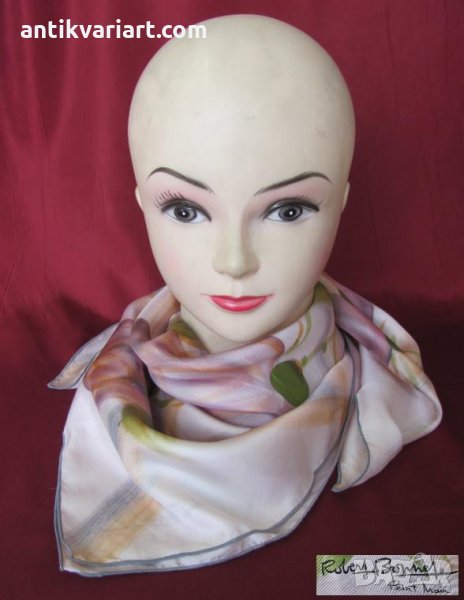 70-те Ръчно рисуван авторски дамски Шал ROBERT BONNET, снимка 1