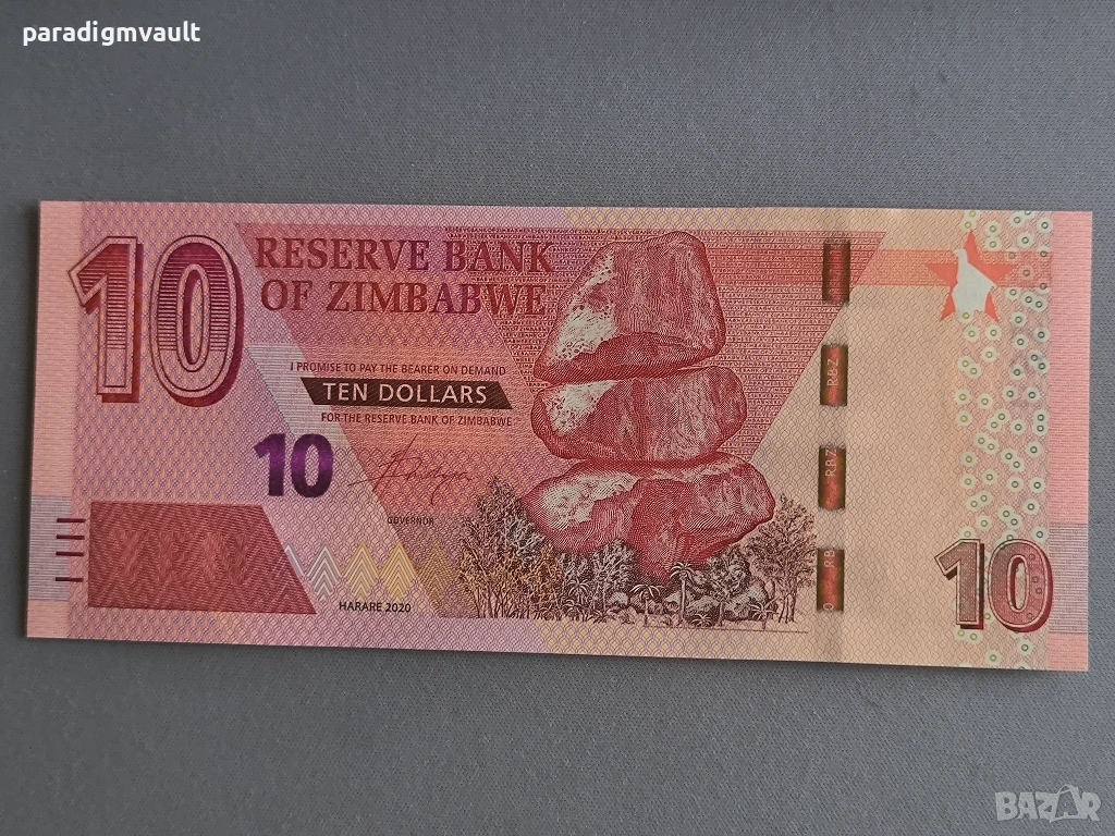Банкнота - Зимбабве - 10 долара UNC | 2020г., снимка 1