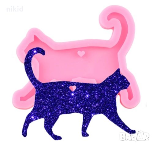 Права котка плосък силиконов молд форма украса декор торта фондан шоколад смола, снимка 1