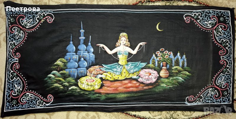 Оригинален ръчно рисуван ковьор за стена-78 х 38 см, началото на 20-ти век., снимка 1