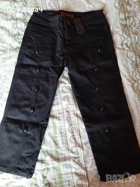 Тричетвърт черен панталон от дънкови плат, снимка 1