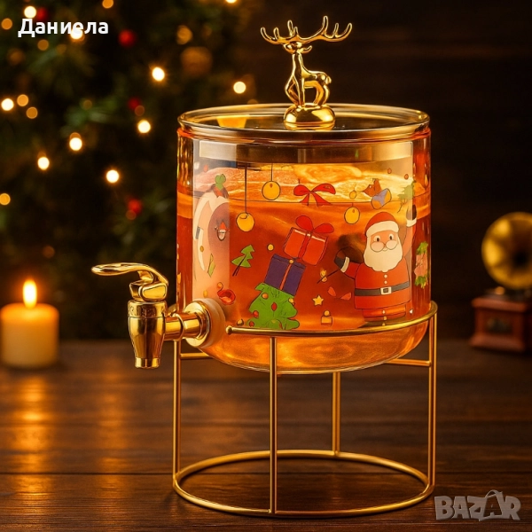 Стъклен диспенсър за напитки 2.6 L , снимка 1