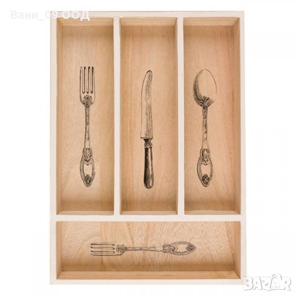 Дървен органайзер за прибори, снимка 1
