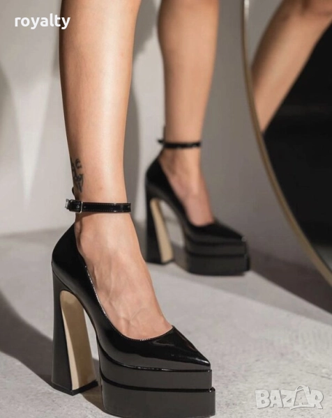 Обувки на ток - черен лак НАМАЛЕНИ, снимка 1