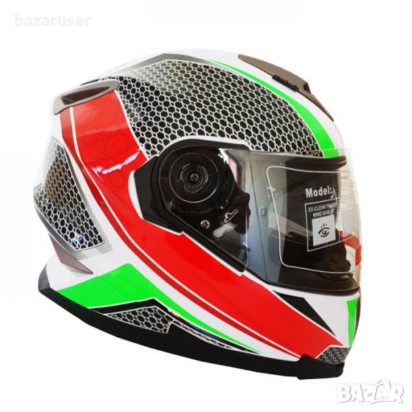 Каска за Мотор 999-3 Червено /Зелено 181596-999-5 BLD, снимка 1