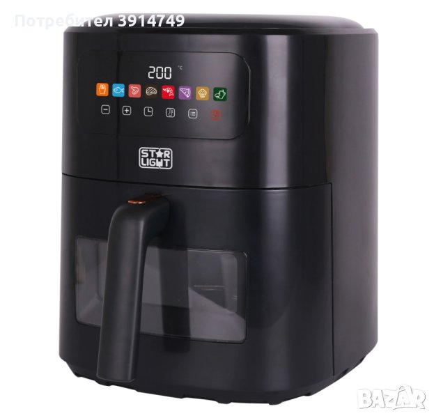 Дигитален Фритюрник с горещ въздух / Airfryer, 1700W, 6 литра, сензорно управление + 8 програми, снимка 1