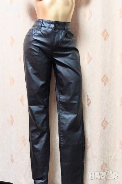 Miss Etam 40 Черен,еластичен,кожен панталон/ клин/ от кожа , снимка 1
