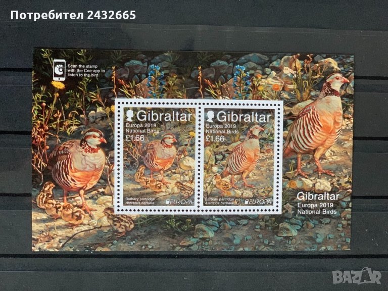 624.  Гибралтар 2019 ~ “ Фауна. Europa stamps- Birds. Местни птици”,**,MNH , снимка 1