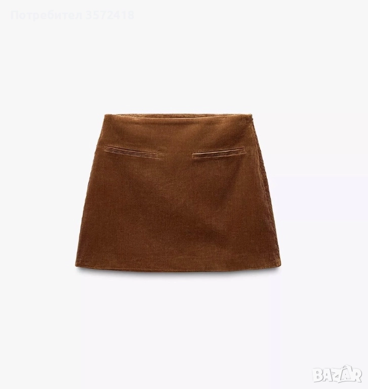 ZARA мини пола от рипсенo кадифе, снимка 1